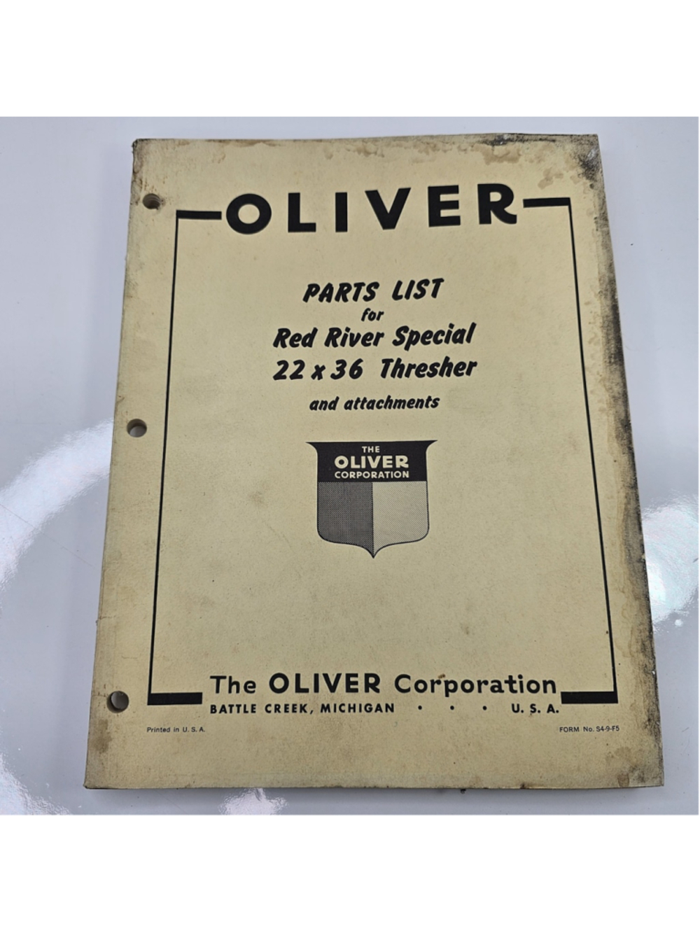 Vintage Oliver Red River Special 22x36 Thresher Parts List Manual S4-9-F5